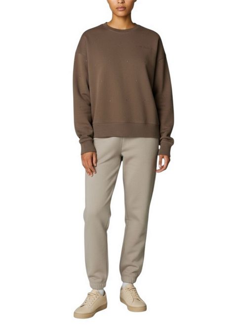 felpa donna marrone con strass MC2 Saint Barth | CASEY W ALL OVER STRASSSB 18